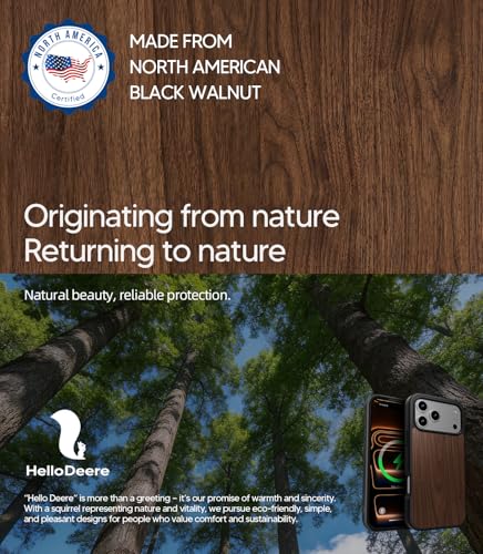 HelloDeere for iPhone 17 Pro Max Case, Camera Control, Compatible with MagSafe, Shockproof Military-Grade Protection, Wireless Charging Friendly, Magnetic Phone Case for iPhone 17 Pro Max, Walnut Wood — view 4