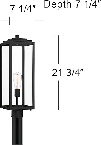 Miniatura 4 de John Timberland Titan - Moderna lámpara de poste para exteriores, color negro místico, panel de vidrio transparente de 21 3/4 pulgadas, para