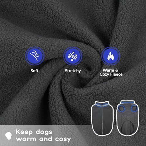 Hundepullover Mittelgroße Hunde, hundemantel mit Klettverschluss Hundeweste Fleece Winter Warm Sweater für Hunde(Grau, M)