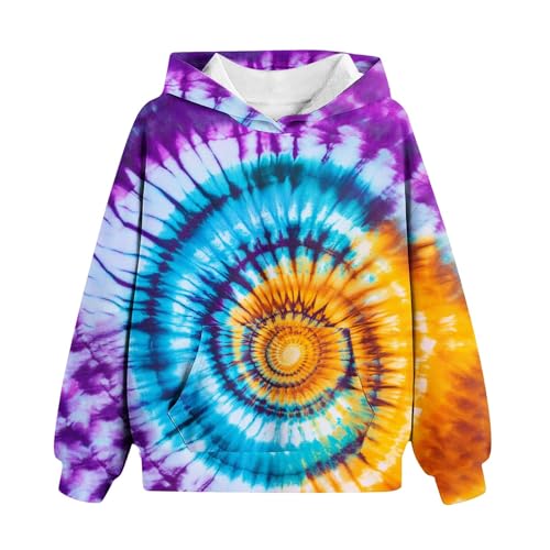 Cute Hoodies for Girls Fashion Tie Dye Crewneck Fleece Sweatshirts Oversized Long Sleeve Pullover Tops 2-14 Years4