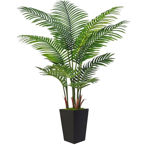 6FT Artificial Palm Tree, Tall Faux Palm Tree Indoor with Black Fake Plants Tall, Artificial Plants...
