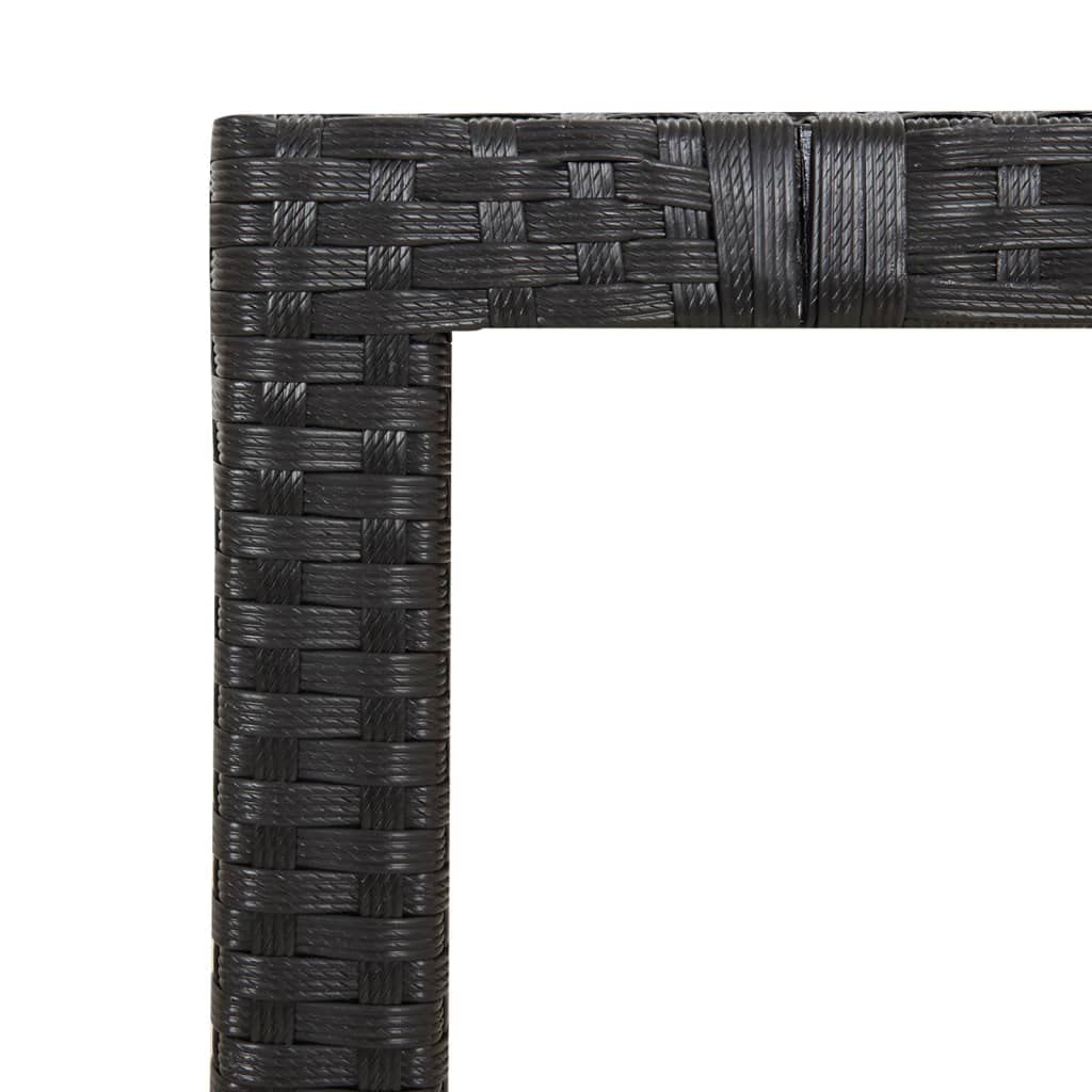 Mesa de jardín con tablero de madera negra de ratán sintético y madera de acacia, resistente a la intemperie, marco de acero estable, ideal para terraza, jardín y exterior, material duradero