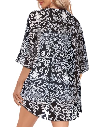 Image of Women Kimono Cardigans Casual Summer Tops Cover up Open Front Floral Print Resort Wear 2026