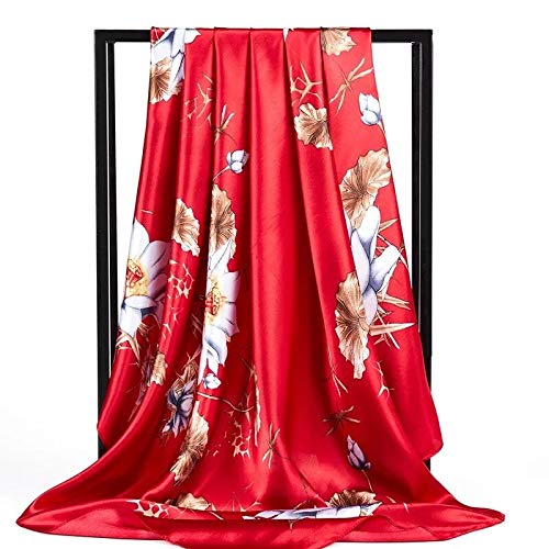 Bufanda de seda para mujer, pañuelos cuadrados con estampado para el cuello, bufandas cuadradas para oficina, chal para mujer, pañuelo, silenciador, bufandas para mujer, bufanda (22 90cmX90cm)