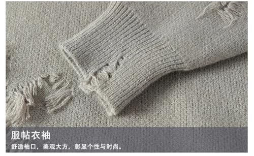 Men Hole Ripped Sweater Winter Soft Warm Sweaters Korean Harajuku Vintage Cashmere Knit Casual Jumper3