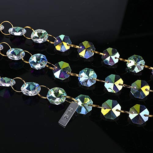 6FT AB-Color 14mm Octagon Beaded Chain Chandelier Prisms Hanging Wedding Garland Decoration Ornament - Image 5