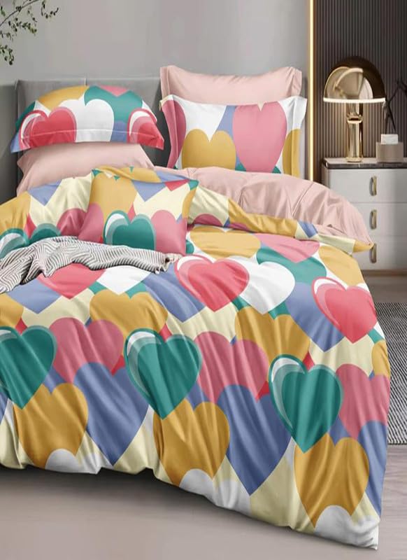 Image of Polycotton Polyester Polyfill 120 GSM Reversible Single Bed Comforter, Blanket, Queen (60x90 inch) Green & Multi
