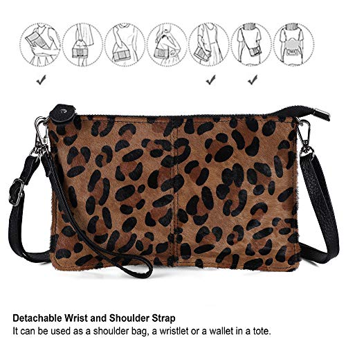 Image of befen Genuine Leather Wristlet Clutch Wallet Purses Small Crossbody Bags for Women with RFID Blocking Card Slots