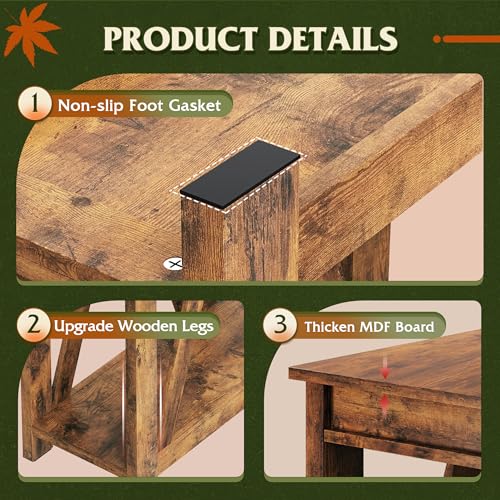 Image of WLIVE Farmhouse End Tables Living Room, Narrow Side Table with Charging Station, Slim End Table, Side Table for Bedroom, Small Spaces, 2 USB and 2 Power Outlets, 11.8 inch D x 23.6 inch W x 23.74 inch H