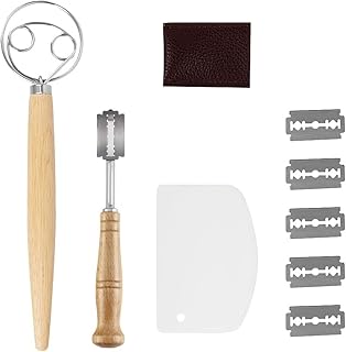 Speyang Lame Boulanger Fouet Danois INOX, Fouet à Pâte Danois, Couteau de Boulanger, Lame Boulanger pour Pain, Lame pour Pain avec 5 Acier Inoxydable Lames pour DIY Graver des Motifs de Pain