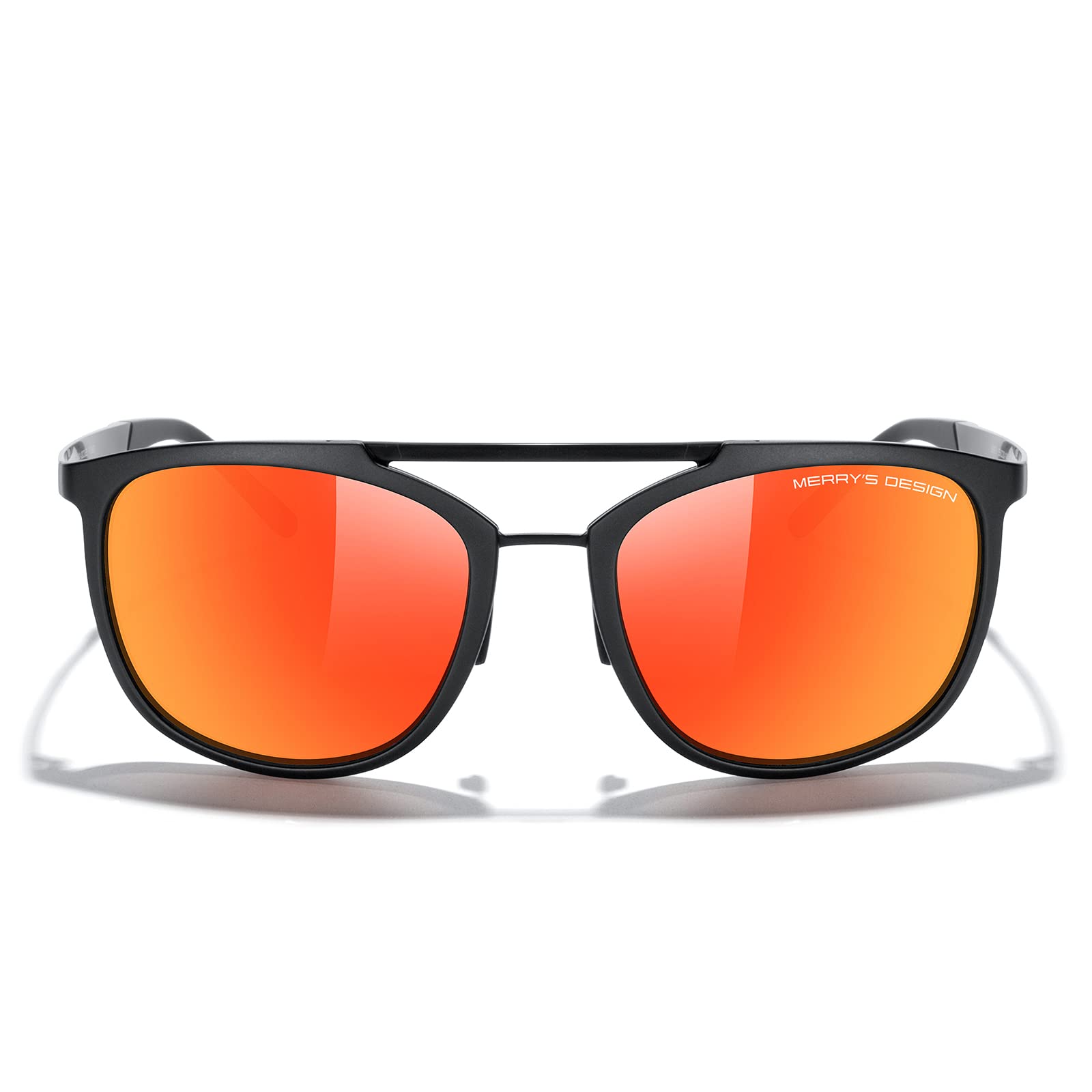 MERRY'S Square Polarized Sunglasses for Men Women Vintage Double Bridge Sunglasses Mirrored Lens