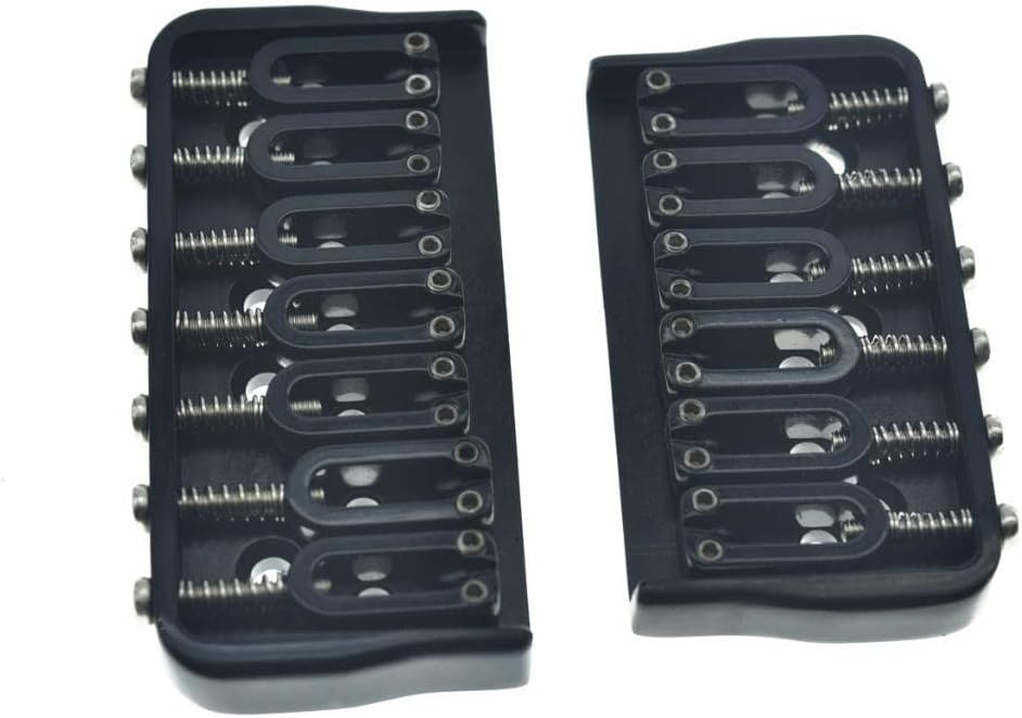 KAISH Black 7 String Guitar Fixed Bridge Electric Guitar Hardtail Bridge for Strat/Tele Guitars