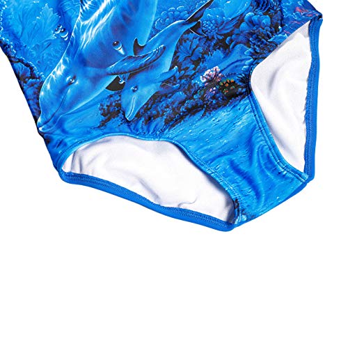 Image of Dayu Girls Race Back Bathing Suits One Piece Swimsuit Animal Print Swimwear, Size 4-14