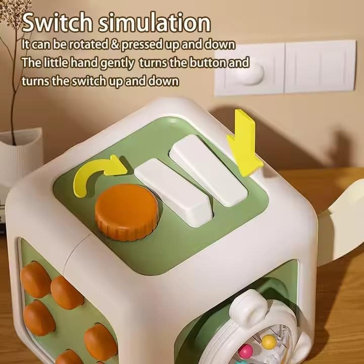 Image of Busy Cube for Kids Montessori Toy Sensory Busy Board Travel Toy for Toddlers (Green)