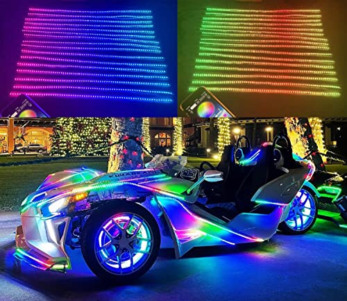 16PCS 4FT 48' 1.2Meters Bluetooth & Remote Dream Color Chasing Flow LED IP68 Illuminated Strips Lights for Polaris Slingshot GT LE S SL SLR SLR LE 2015-2025 & Ryker Spyder