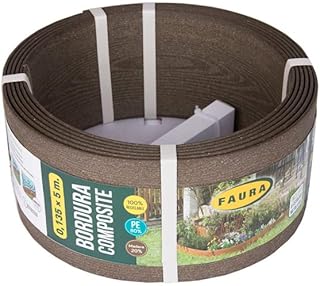 Suinga - Bordura Composite Color marrón Oscuro 0,135 x 5 Metros con un Grosor de 4,5 mm, Ideal para jardín