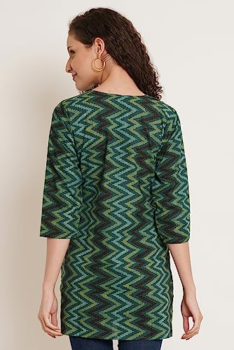 Image of Amazon Brand - Anarva Jaipuri Cotton Printed Short Kurti for Women