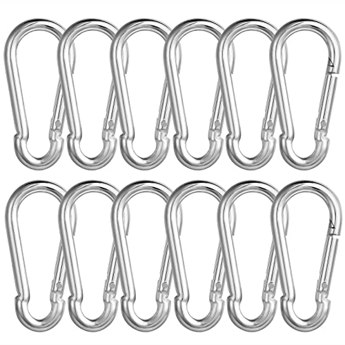 12 Stück Karabinerhaken, Karabiner belastbar bis 180kg,φ6x60mm,verzinkt, belastbar Karabinerhaken Schlüsselanhänger,Karabiner mit Federhaken,für Rucksack, Hundeleine, Camping, Reisen, Wandern etc