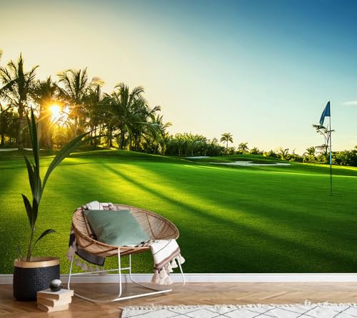 Afzeveb-Green Golf Course Landscape Wallpaper Wall Murals For Bedroom 136'X96'(Not Peel And Stick)