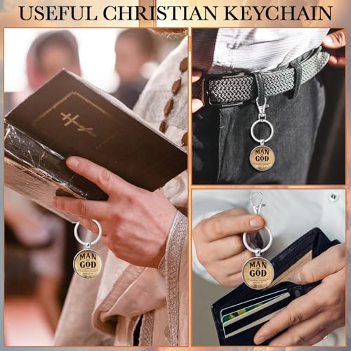 Image of 50 Pcs Christian Gifts for Father Day Man of God Keychains Bulk Religious Bible Verse Gift for Men Pastors Church (Vintage)