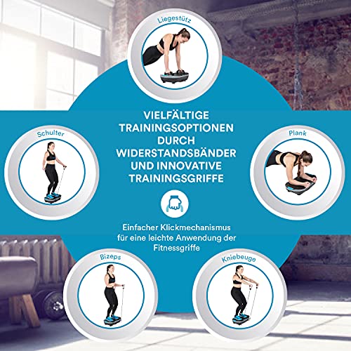 Skandika Vibrationsplatte V2 | Trainingsgriffe und Trainingsbänder, Oszillierende Vibration, Curved Design, leiser Motor… – Bild 5