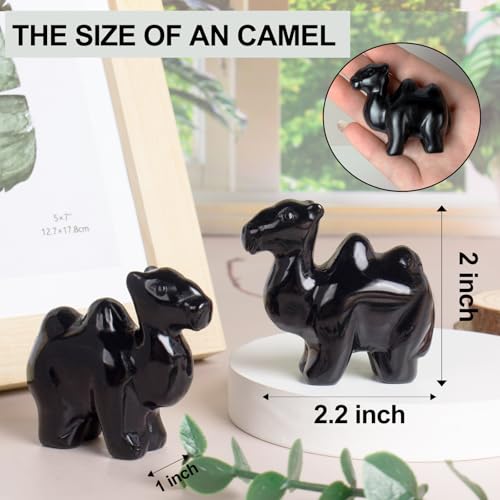 Figura Decorativa de Cristal de Camello Obsidiana Negra 5.6 cm miniatura 2