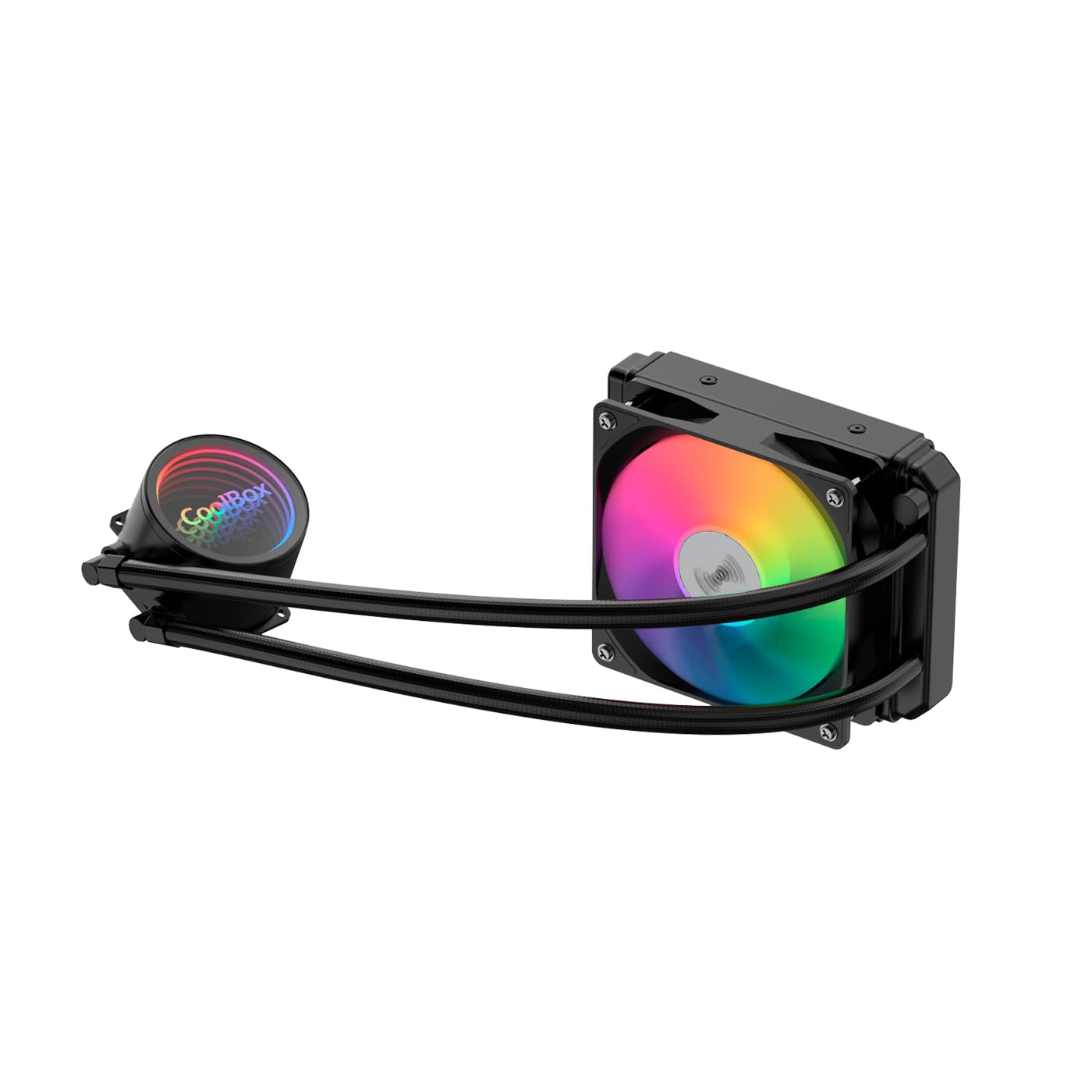 CoolBox Infinity Liquid120 Refrigeración Líquida PC 120mm con Iluminación ARGB Efecto Infinito, Sin Mantenimiento, TDP Hasta 180W, Compatible con LGA1700 y AM5, Silenciosa. Negro