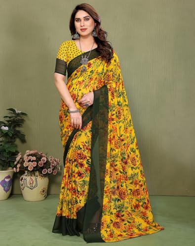 Image of Yashika Women's Georgette Saree with Blouse Piece for Traditional Ethinic Wear Sari
