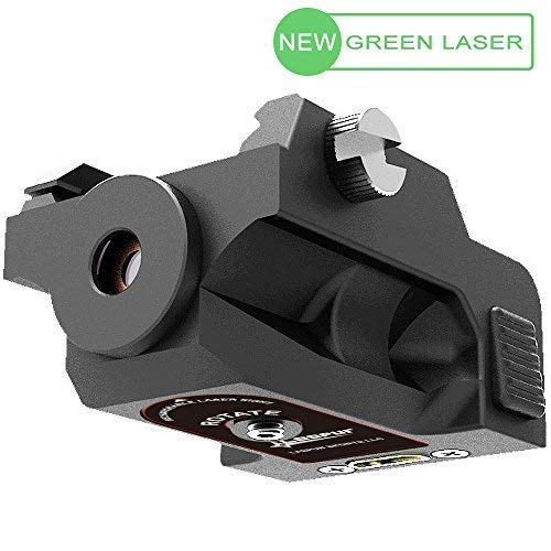 Laspur Tactical Low Profile Sub Compact Picatinny Rail Mount Green Dot Laser Sigh, Built-in Rechargeable Battery Accessory for Handguns and Rifles (USB Cable)