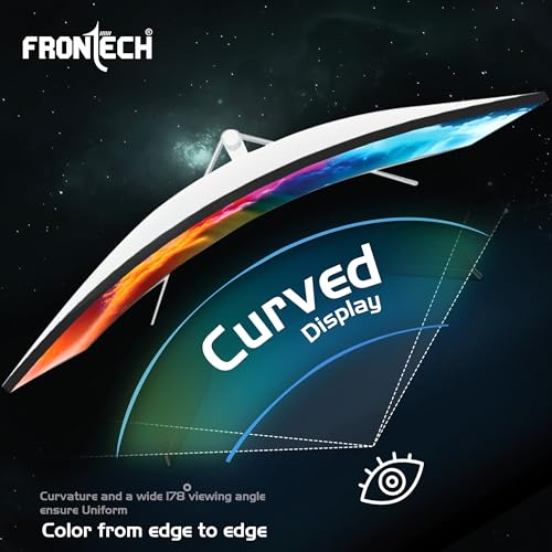 Image of FRONTECH Ultima Series 24 Inch Curved LED Monitor| Refresh Rate 100Hz, VA Panel |1800R Curve| Full HD 1080p, Bezel Less Design | HDMI & VGA Ports (MON-0072C, White)