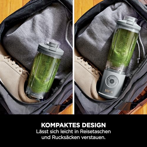 Ninja Blast Max Tragbarer Mixer/Blender/Smoothie Maker, 2 x 570 ml, wiederaufladbar, Mixbecher & auslaufsicherer Deckel, 3 Funktionen, Smoothies, Proteinshakes, Lavendel/Silber BC251EULS