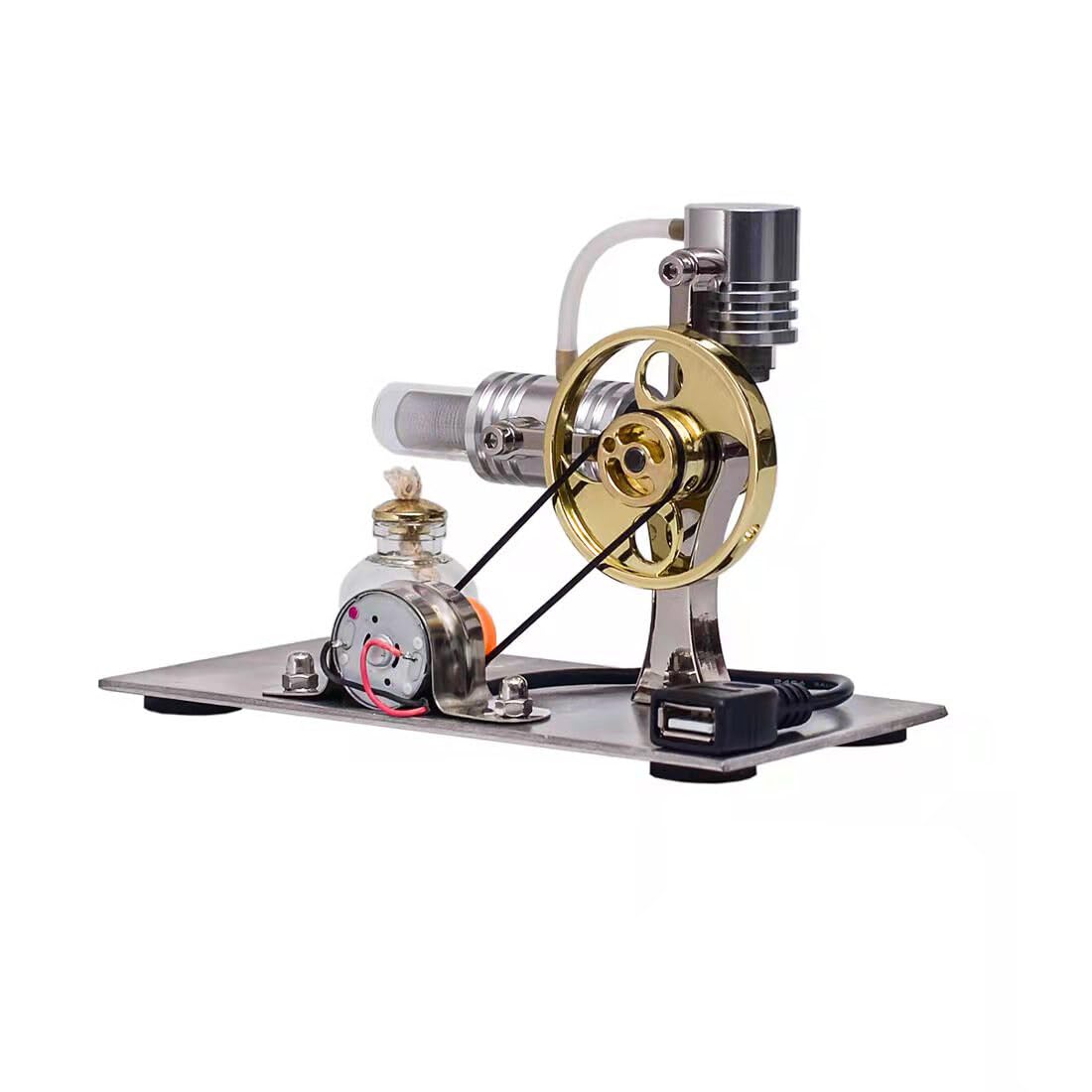 Kisss Stirlingmotor Bausatz, L-förmig Sterlingmotor Motor Externer Stirlingmotor Modell, Stirlingmotor Stromgenerator Dampfmaschine Modell für Technikbegeisterte DIY Experiment Lernspielzeug
