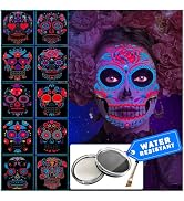 Jim&Gloria Sugar Skull Face Paint Day of the Dead Mask Water-Resistant Black and White FacePaint ...