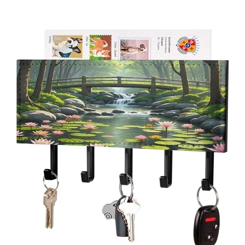 Organizador de llaves de piel sintética con acabado decorativo de paisaje natural 2