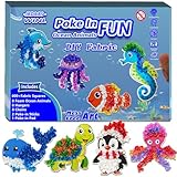 JRD&BS WINL Magical Ocean Animal Poke Art - Dolphin, Jellyfish, Seahorse, Turtle, Octopus | No-Mess Craft Kit for Kids 4-9 | Marine Biology Learning Toy | Creative Gift for Preschoolers