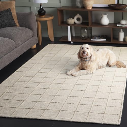 Tapete decorativo beige 183x91 cm hecho a mano en lana miniatura 2
