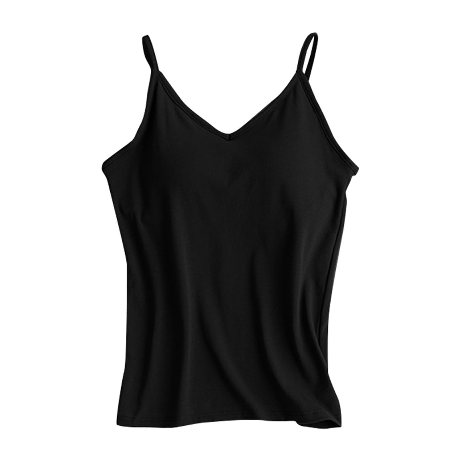 Camisetas y sujetadores para mujer con sujetador integrado de algodón - Top con escote sin abdomen Tops de verano Camiseta interior de tallas grandes Crop Sporttop Bh Camisa Tirantes Top Tirantes