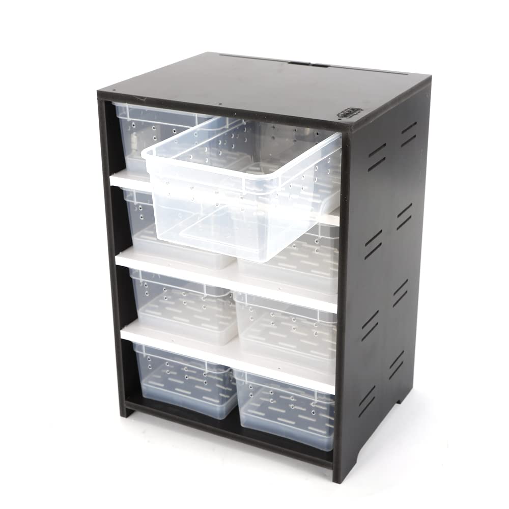 8 Grid Acrylic Pet Breeding Cabinet Transparent Breeding Box for Reptile Insect Turtle Lizard Snake Cage (Black)