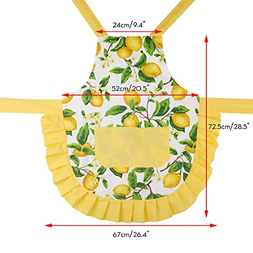 Firstkitchen YU-S01494 Lemon Apron, Aprons For Women With Pockets, Kitchen Apron Adjustable, Cute Chef Apron For Cooking, Baking, Lemon Party, Outdoor, Garden For Mothers Day thumb #1