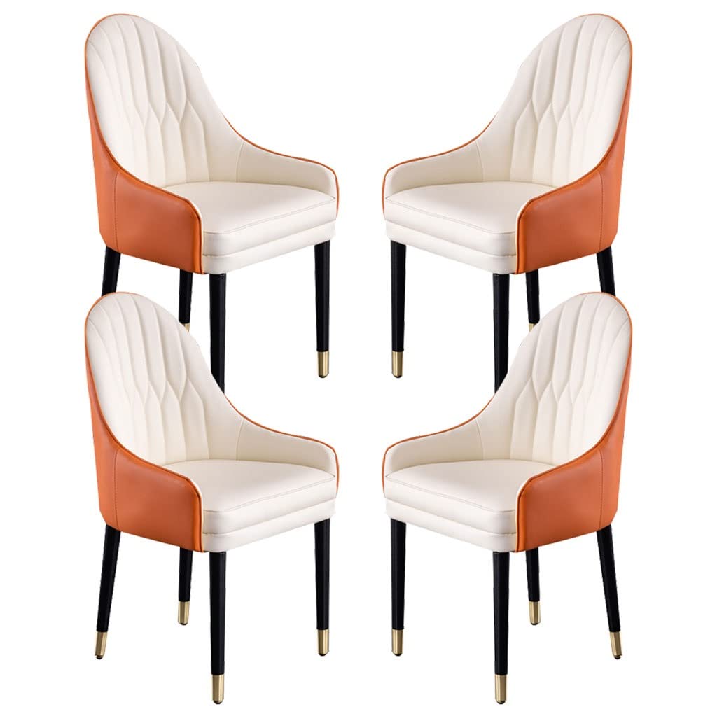 4pcs Microfiber Leather Dining Chairs With Ergonomic Backrest And Beech Wooden Legs - Kitchen Counter Lounge Reception Chair