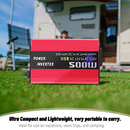 500W DC naar AC Power Converter DC 12V naar 110V 220V AC auto-omvormer met dubbele USB rood - Image 3