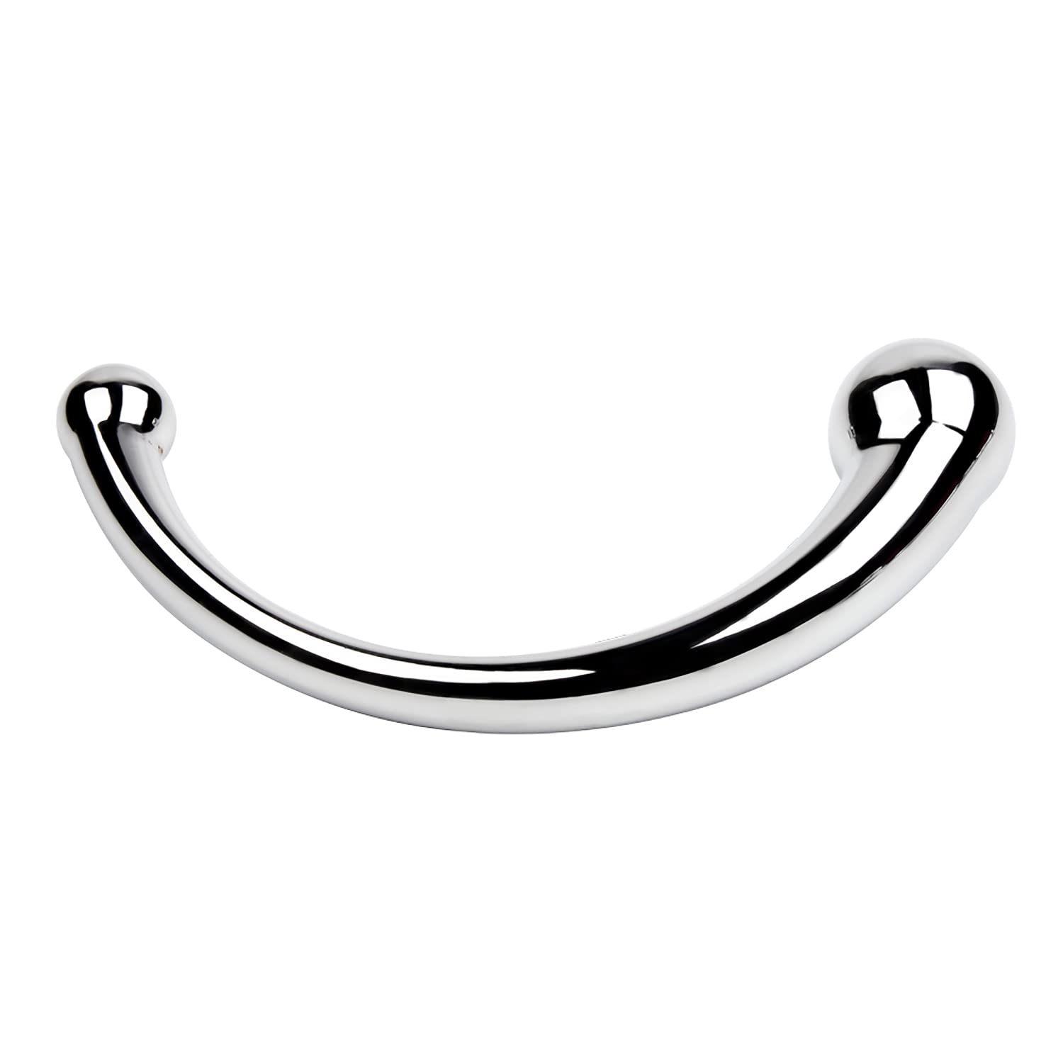 SeLgurFos Gancio anale in acciaio inossidabile,plug anale curvo con due sfere in acciaio inossidabile,perline anali plug anale espansore vaginale,giocattoli sessuali Adatto per uomini donne(M,Silver)