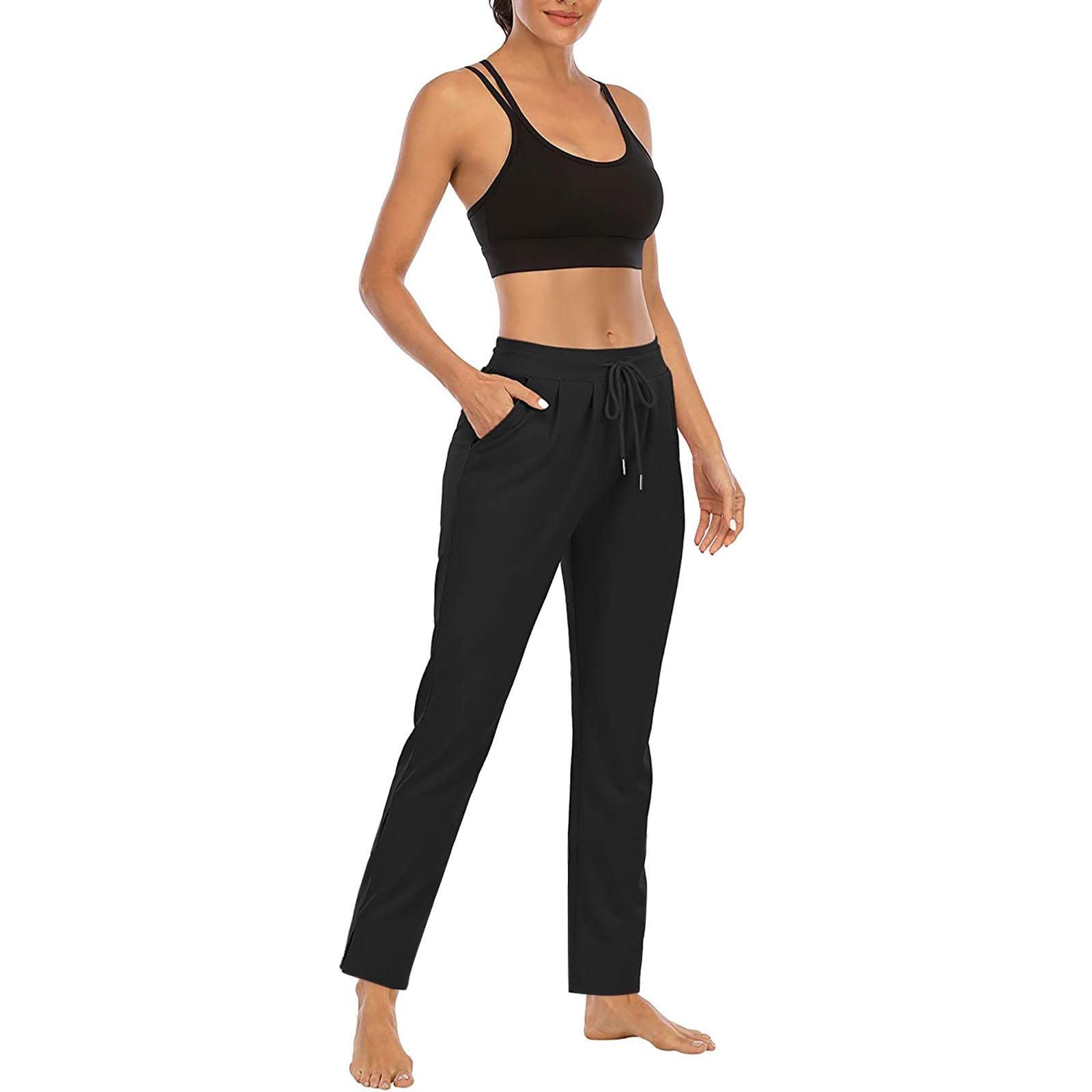 Lounge Pants for Women High Waist Straight Leg Yoga Joggers Lightweight Casual Athletic Workout Trousers with Pockets — view 6