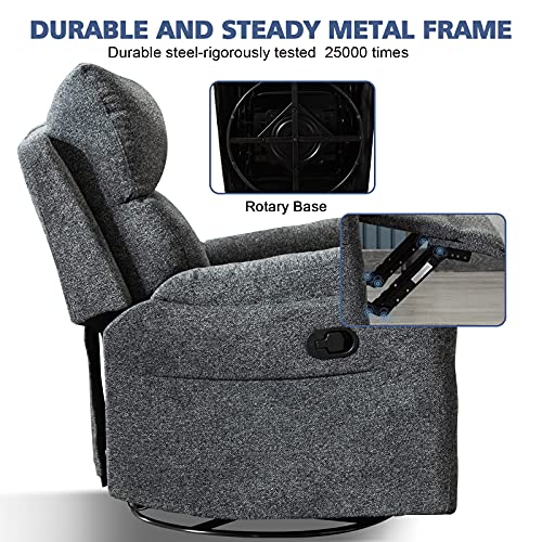 ANJ Swivel Rocker Fabric Recliner Chair Reclining Chair Manual