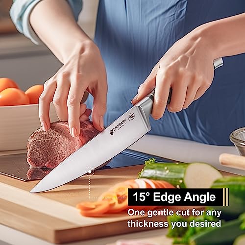 Brodark Chef Knife, 8 Inch Pro Kitchen Knife With Sheath, Japanese Aus-10 Stainless Steel Sharp Chefs Knife With Wooden Handle, Royal-Crown Series #TOP2