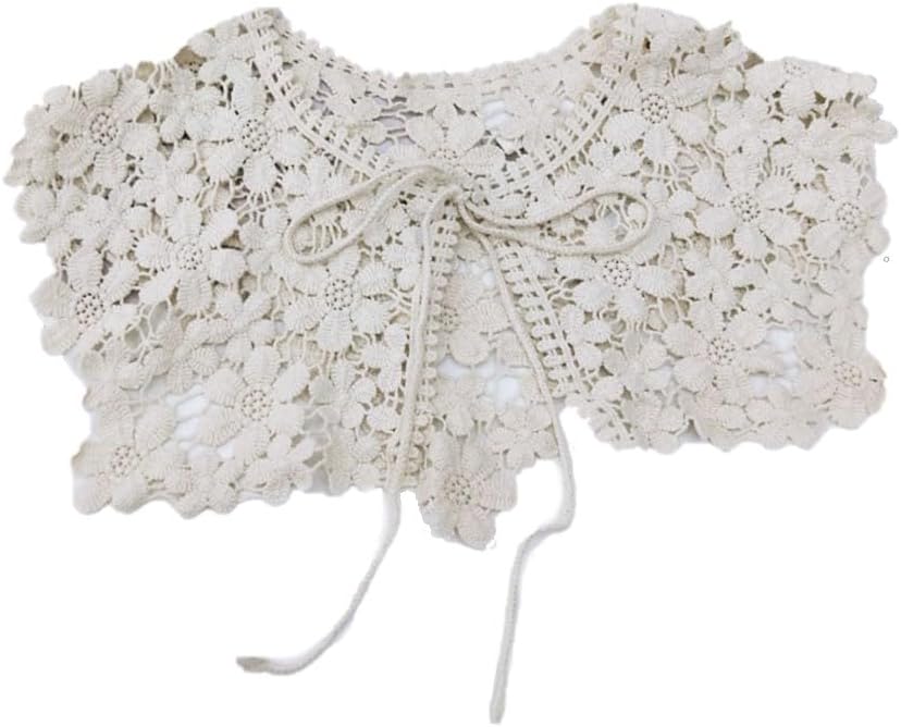 アンティーク ギュピールレース 盛り上げ三つ葉刺繍カフス ドール用付け襟 ケープ Amazon | [miagolale] 付け襟 つけえり レース コットン ケープ