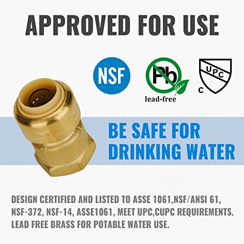 Sungator Straight Connector Plumbing Fitting, Female Adapter 1/2-Inch By 1/2-Inch Push Fit Pex Fittings With Disconnect Clip, Push-To-Connect Copper thumb #1