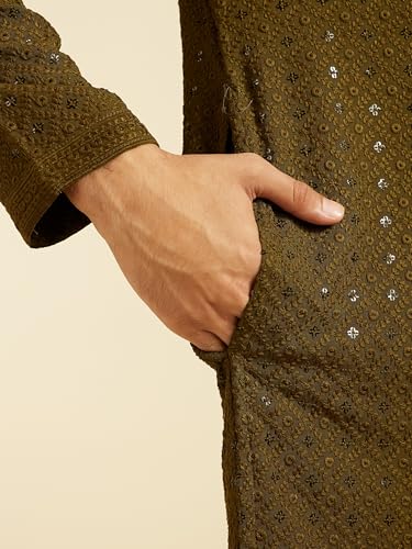 Image of DIWAS BY MANYAVAR Men's Viscose Embroidered|Sequined Kurta (1pc)