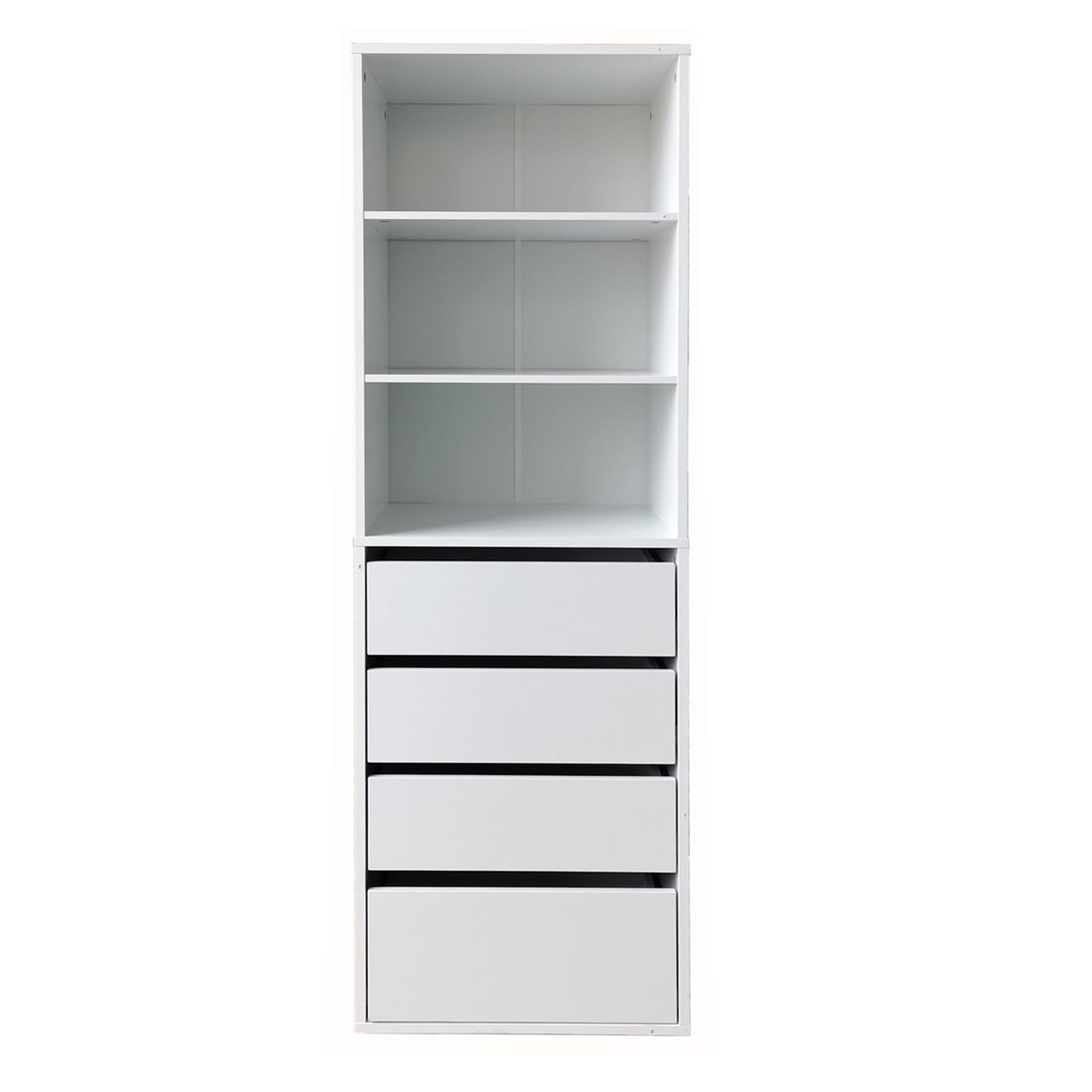 HTI living Hohe offene Kommode 3 Regalfächer 4 Schubladen Highboard Standregal Mehrzweckschrank