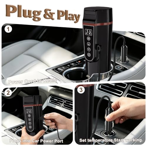 LINGYOKY Car Electric Kettle for Travel 12-24V Compatible 13.5oz (Black) - image 4
